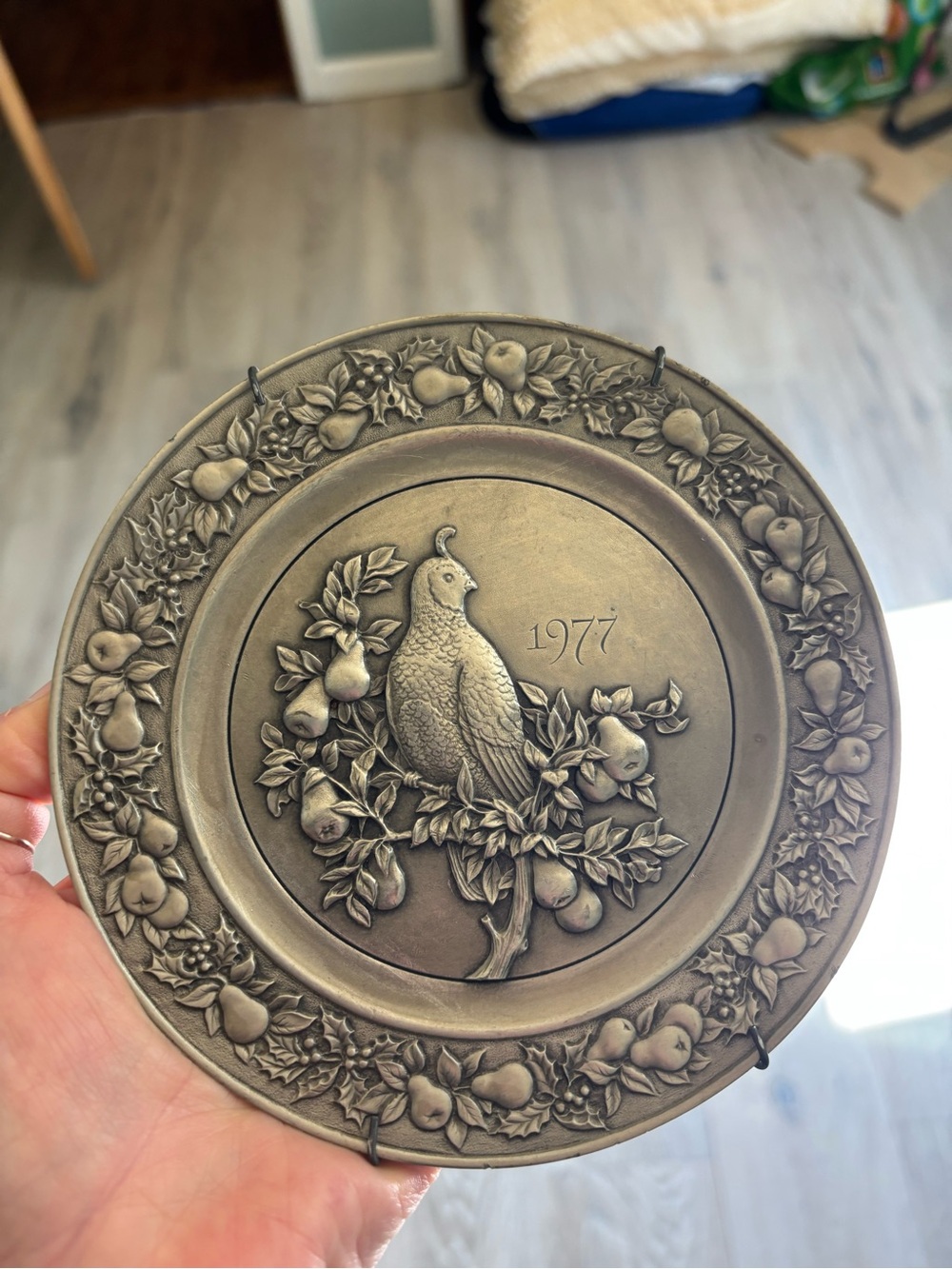 1977 Hallmark Pewter Decorative Partridge Wall Plaque
